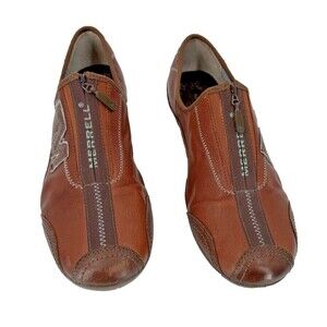 Merrell Womens Barrado Sneaker Size10 Brown Leather Minimalist Zip Athletic Shoe